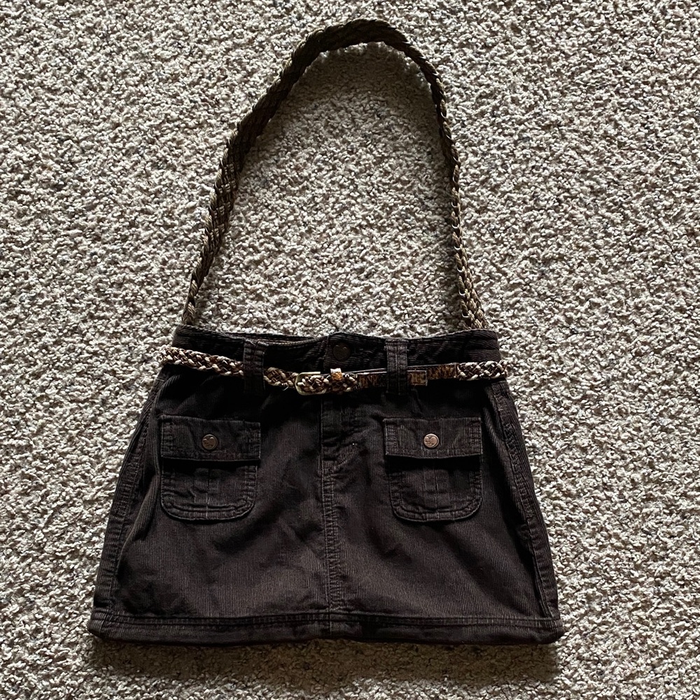 Old Navy Brown Mini Skirt Handbag with Braided Strap
